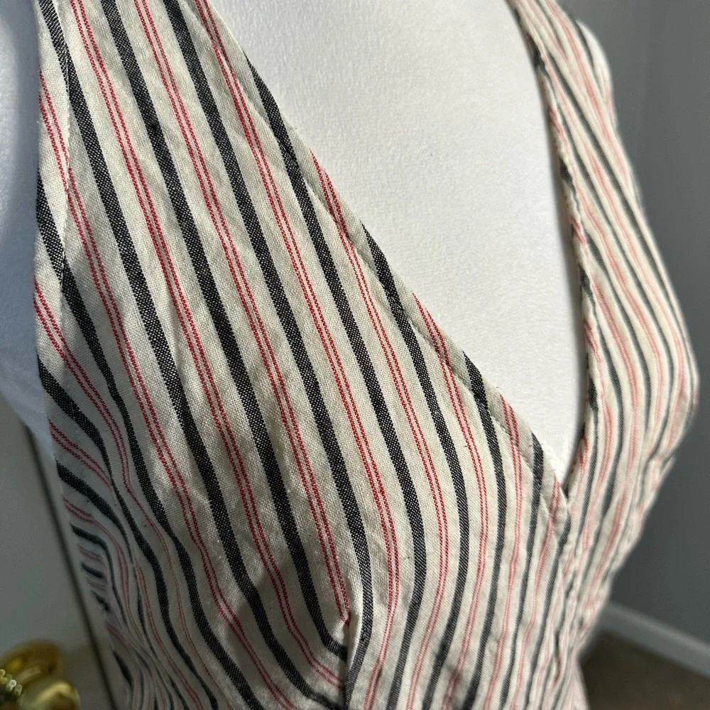 Very J Jumpsuit, Wide leg, Striped, Racerback, belt, 100% Cotton, Medium